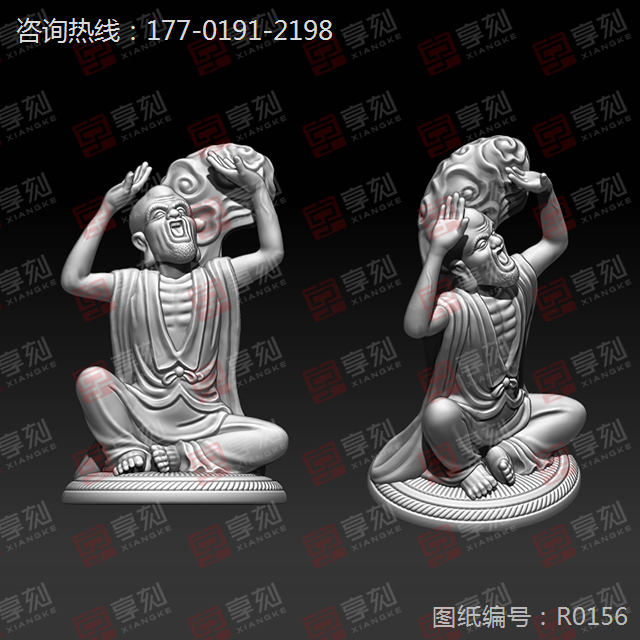 罗汉吧人物摆件模型STL精雕图