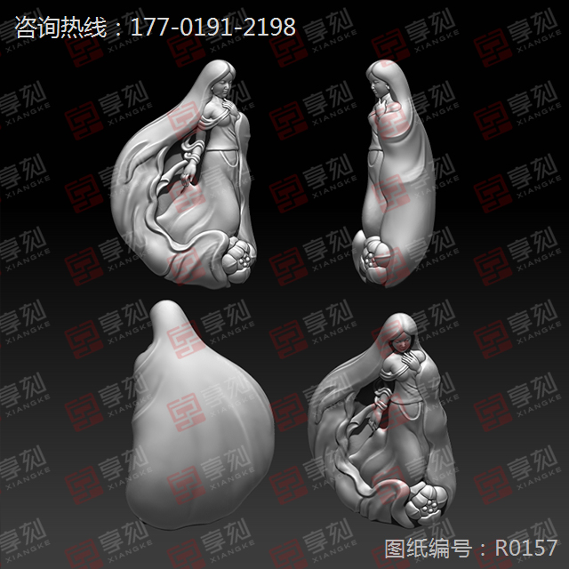 仕女模型吊坠模型精雕图