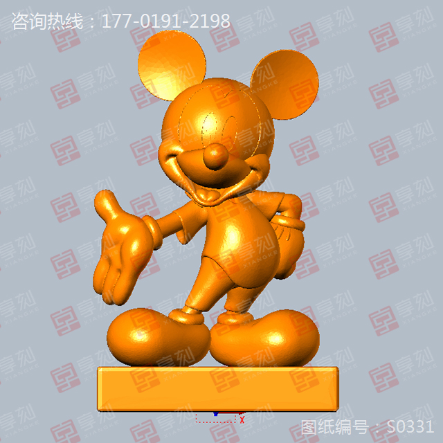 立体3d米奇老鼠摆件模型雕刻图纸