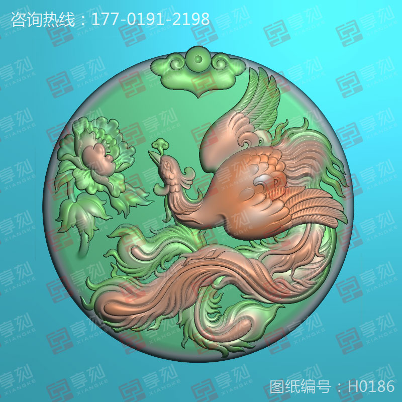 凤凰牡丹玉石精雕图库