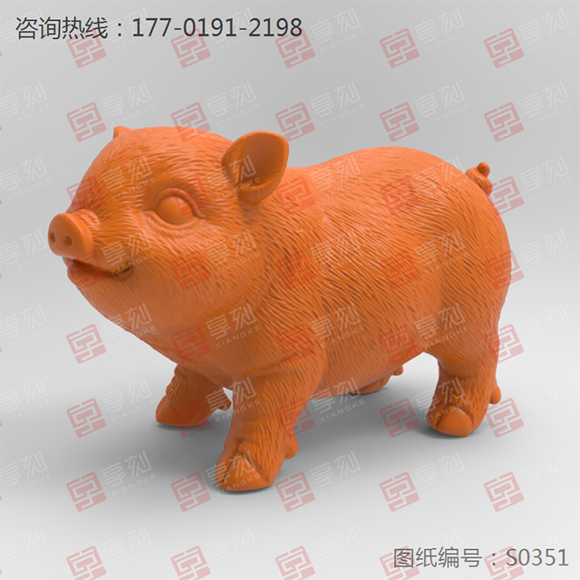 小猪玉雕摆件雕刻机玉石电脑模型图