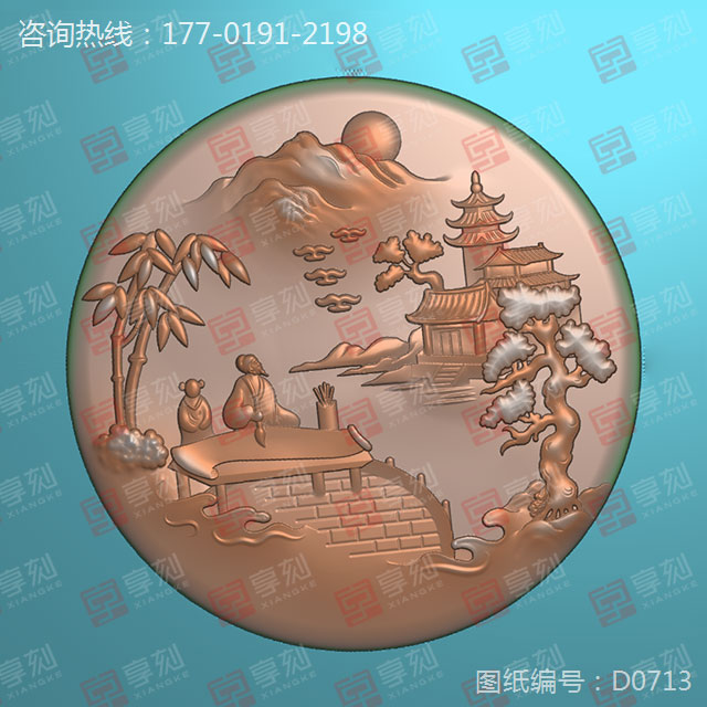 岫玉山水玉石雕刻机电脑雕刻图纸