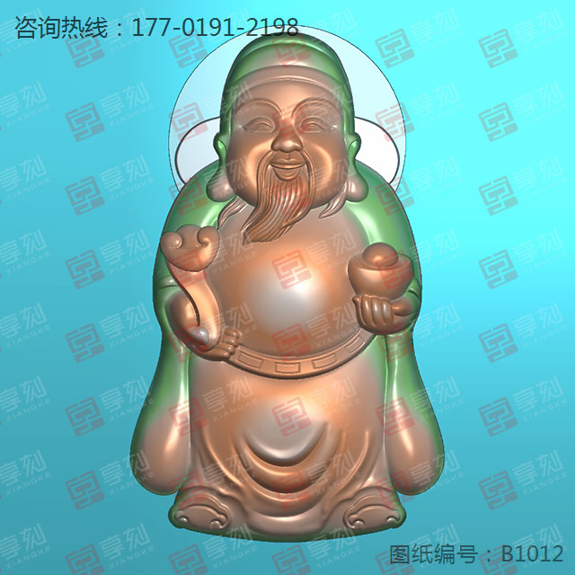 财神爷吊坠玉石吊坠浮雕雕刻图纸