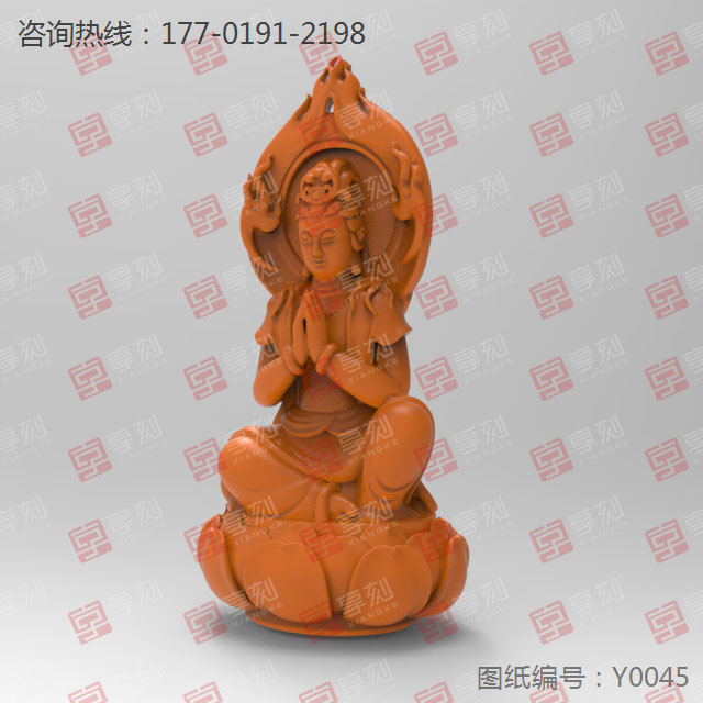 莲花观音摆件立体玉石雕刻模型图纸