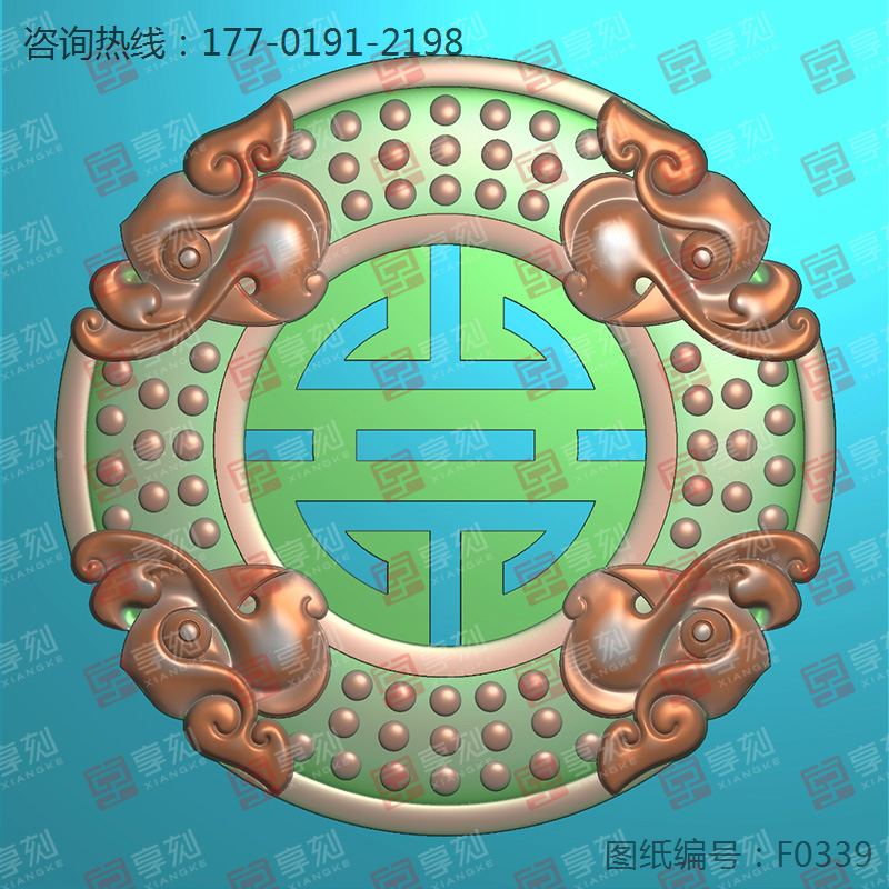 仿古纹玉佩吊坠玉石电脑精雕模型图