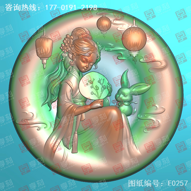 嫦娥玉兔玉雕牌电脑精雕图_玉石雕刻工具厂家