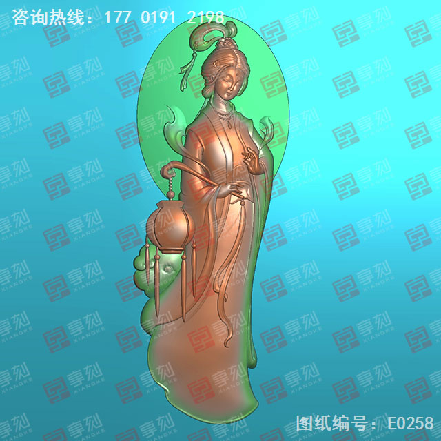 美女侍灯玉石电脑精雕图纸_玉石雕刻机厂家