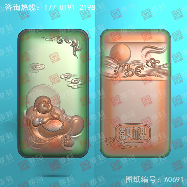 弥勒佛牌子玉石精雕电脑图纸_五轴雕刻机厂家