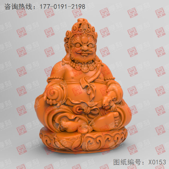 黄财神3d电脑模型图stl立体_享刻五轴雕刻机