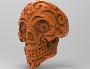 骷颅戒指3d电脑模型图stl立体_享刻五轴雕刻机