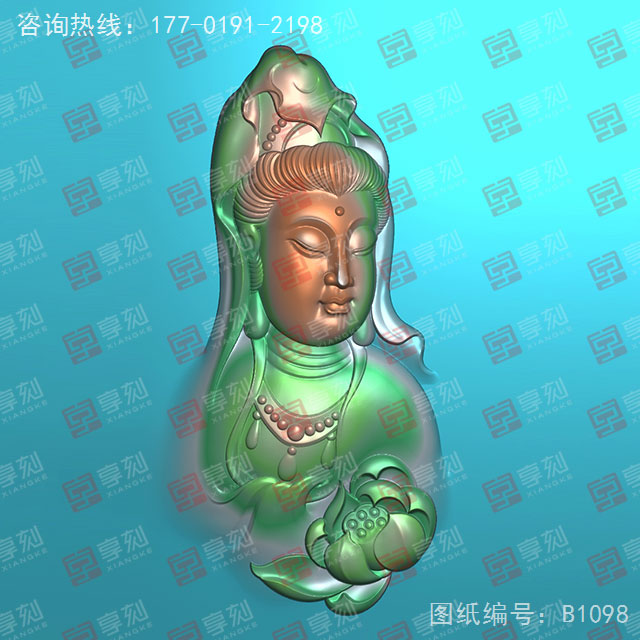 玛瑙挂件观音牌玉石雕刻电脑图纸_享刻玉石雕刻机