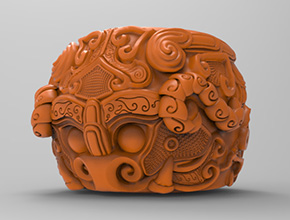 玉石扳指饕餮戒指3d模型图stl_享刻五轴雕刻机