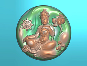 圆牌观音精雕玉石电脑雕刻图纸_享刻玉石雕刻机