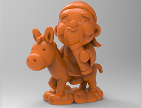 Q版八仙张果老电脑3d模型图stl_享刻五轴雕刻机