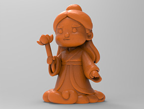 Q版八何仙姑电脑3d模型图stl_享刻五轴雕刻机