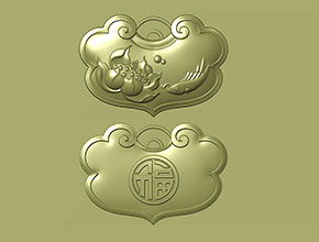 福莲花平安锁玉石电脑数控精雕图纸_享刻玉石雕