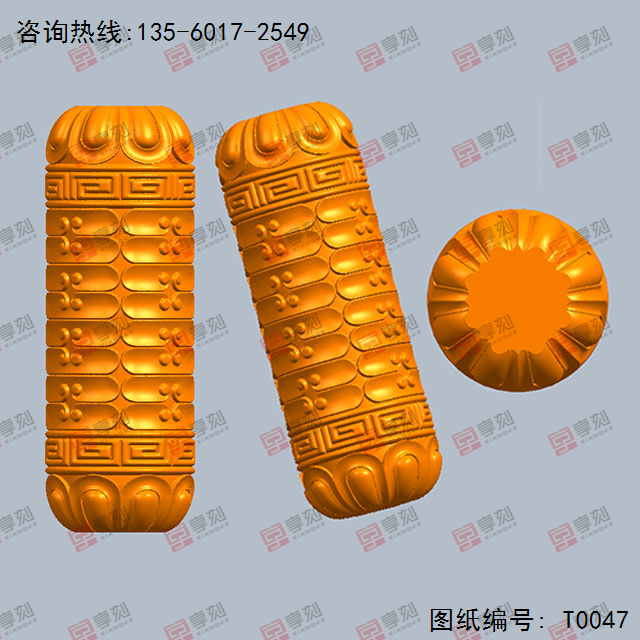 天珠回纹珠桶珠电脑雕刻图模型立体图