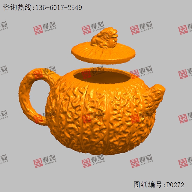 神兽貔貅茶壶电脑3d模型图stl_享刻五轴雕刻机