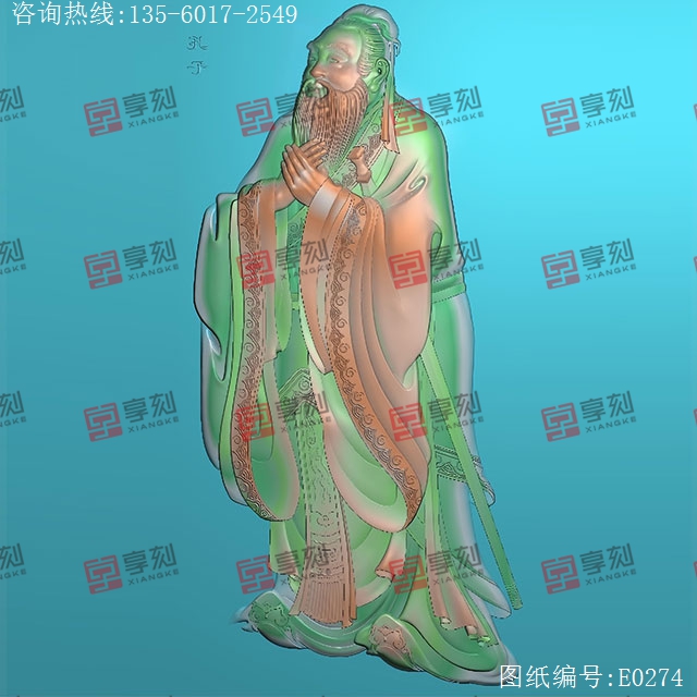 孔子浮雕人物精雕图纸_享刻玉石雕刻机