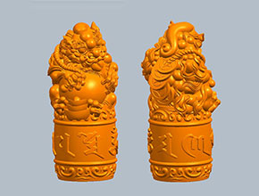六字真言麒麟神兽立体3d模型图stl_享刻五轴雕刻