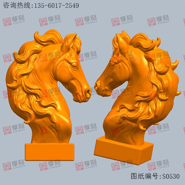 马头首生肖马模型图纸_五轴雕刻机厂家