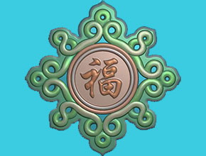 新年中国结福字玉石雕刻电脑图纸_享刻玉石雕刻