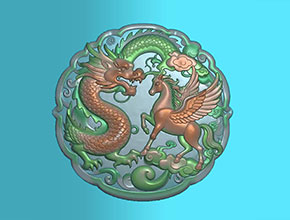 龙马精神圆牌玉石雕刻电脑图纸_享刻玉石雕刻机