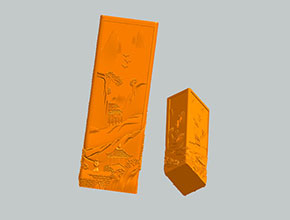 山水印章玉石电脑3d立体模型图纸_五轴玉石雕刻