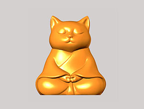 打坐小猫立体3d模型图stl_享刻五轴雕刻机