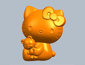 抱熊凯蒂猫HelloKitty电脑3d模型图stl_享刻五轴雕刻