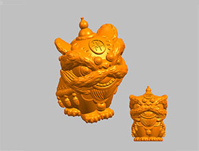 祥瑞醒狮摆件电脑3d模型图stl_享刻五轴雕刻机