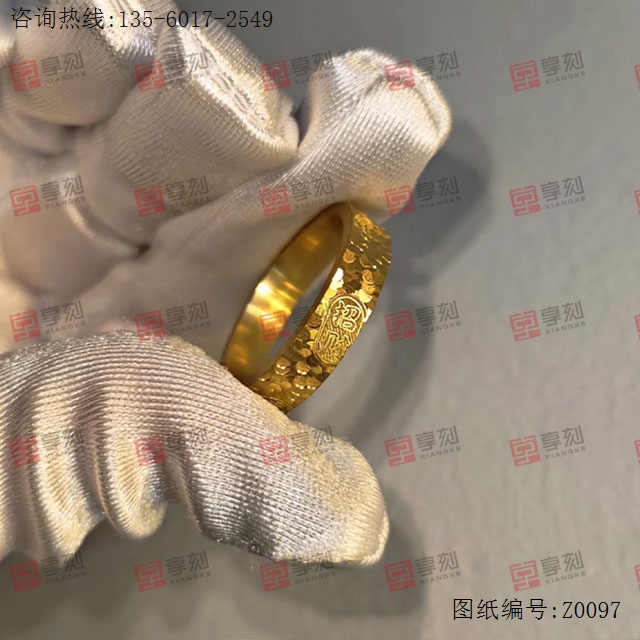吉言碎碎冰铜银戒指雕刻模型图_金银首饰cnc雕刻机