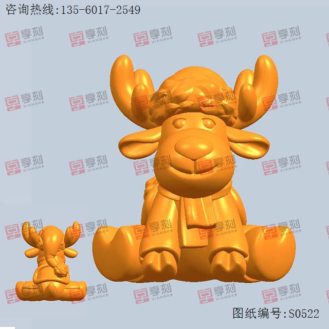 圣诞鹿摆件STL模型雕刻图