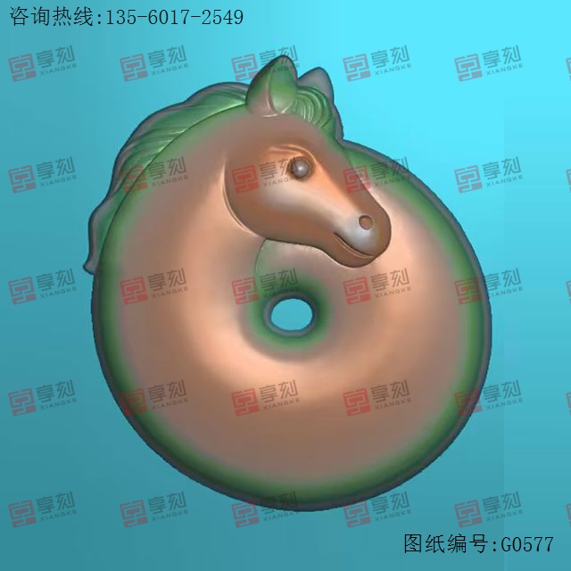 平安扣环马头玉石雕刻电脑图纸_享刻玉石雕刻机
