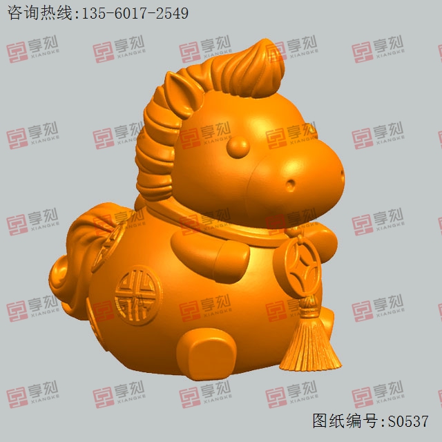 铜钱马生肖模型图纸_五轴雕刻机厂家