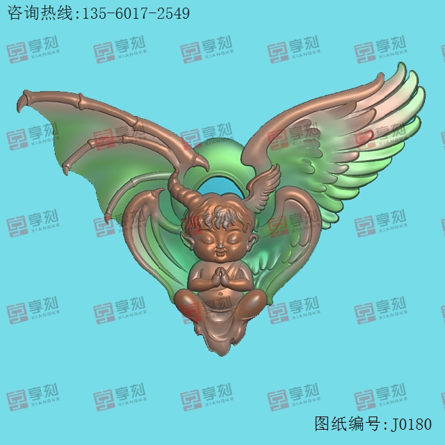 卡通天使人物恶魔吊坠 电脑模型雕刻图_享刻数控雕刻机厂家