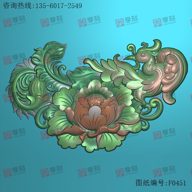 牡丹花-玉石电脑数控精雕图纸_享刻玉石雕刻机