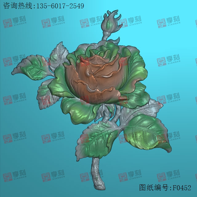 玫瑰花-玉石电脑数控精雕图纸_享刻玉石雕刻机