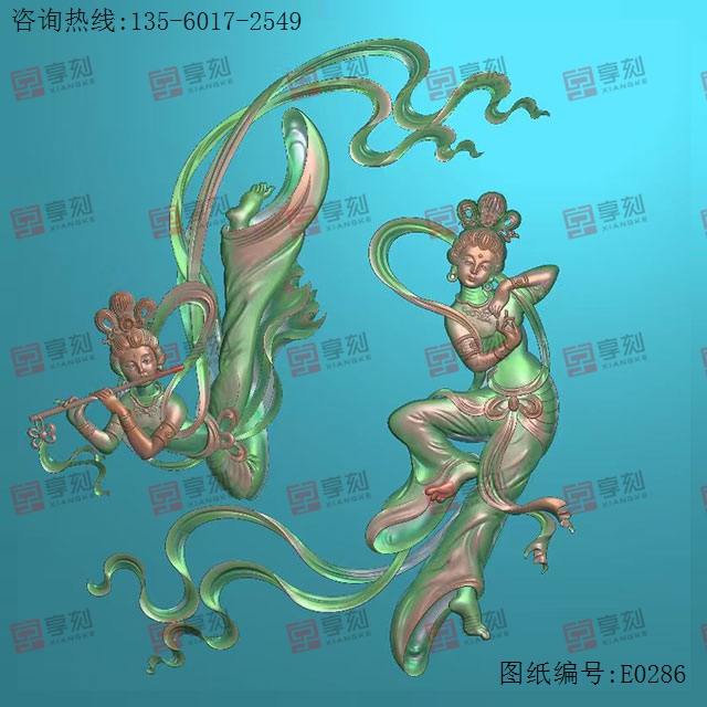 飞天仙女玉石精雕图纸下载_电脑玉石雕刻机厂家