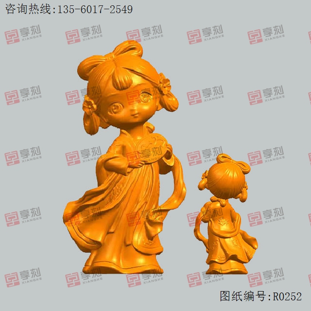 小仕女模型3d立体STL模型图纸_五轴玉石雕刻机厂家