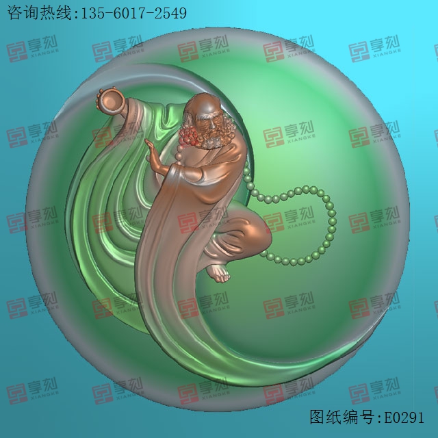 太极系列达摩雕刻电脑图纸_享刻玉石雕刻机