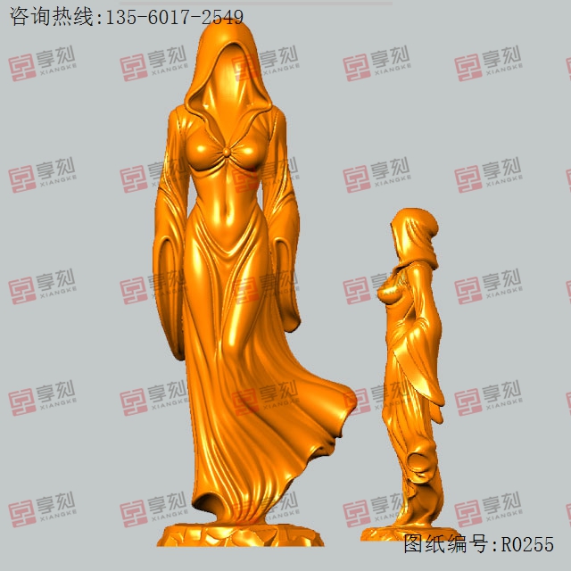 美女幽灵3d立体STL模型图纸_五轴玉石雕刻机厂家
