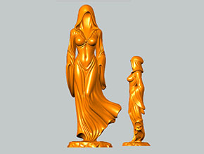 美女幽灵3d立体STL模型图纸_五轴玉石雕刻机厂家