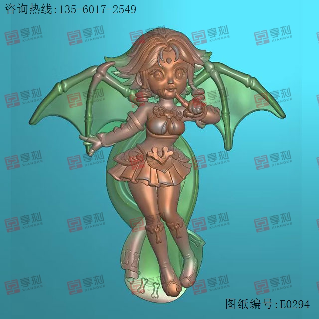 方牌天使女孩翅膀浮雕人物精雕图纸_享刻玉石雕刻机