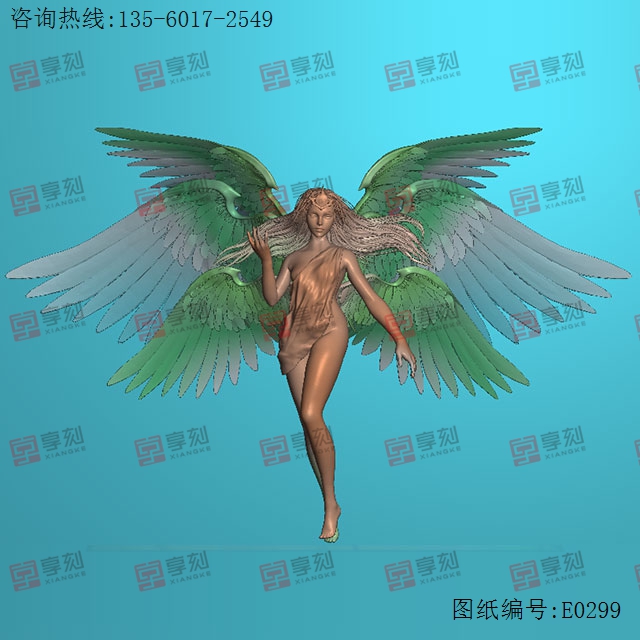 女天使人物电脑雕刻模型图_玉石加工全套设备厂家