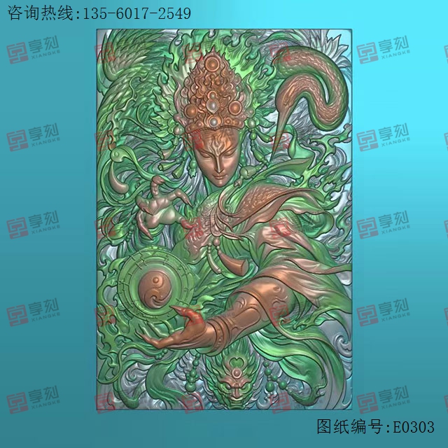 白鹤童子人物3人物精雕图纸_享刻玉石雕刻机