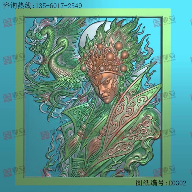 白鹤童子人物2人物精雕图纸_享刻玉石雕刻机