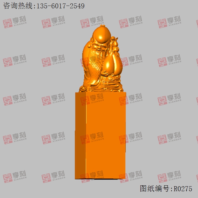 老寿星印章人物雕刻模型3d图_五轴雕刻机厂家