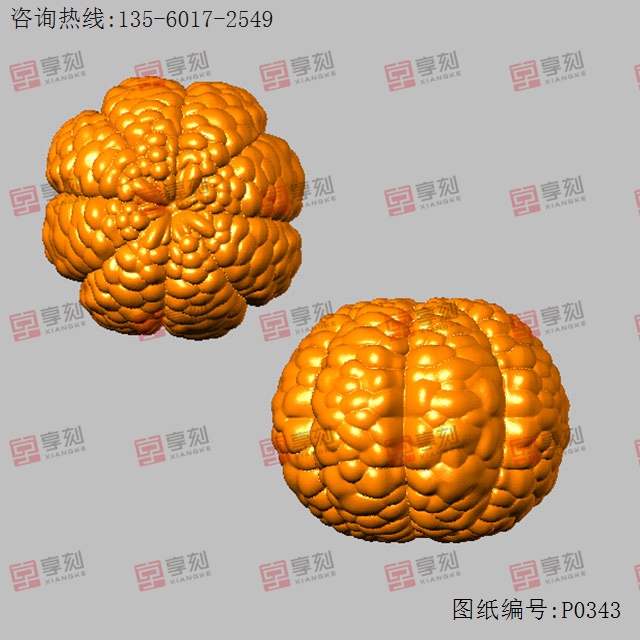 橘子摆件工艺品电脑精雕图_五轴雕刻机厂家