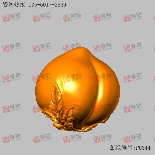 桃子摆件工艺品电脑精雕图_五轴雕刻机厂家